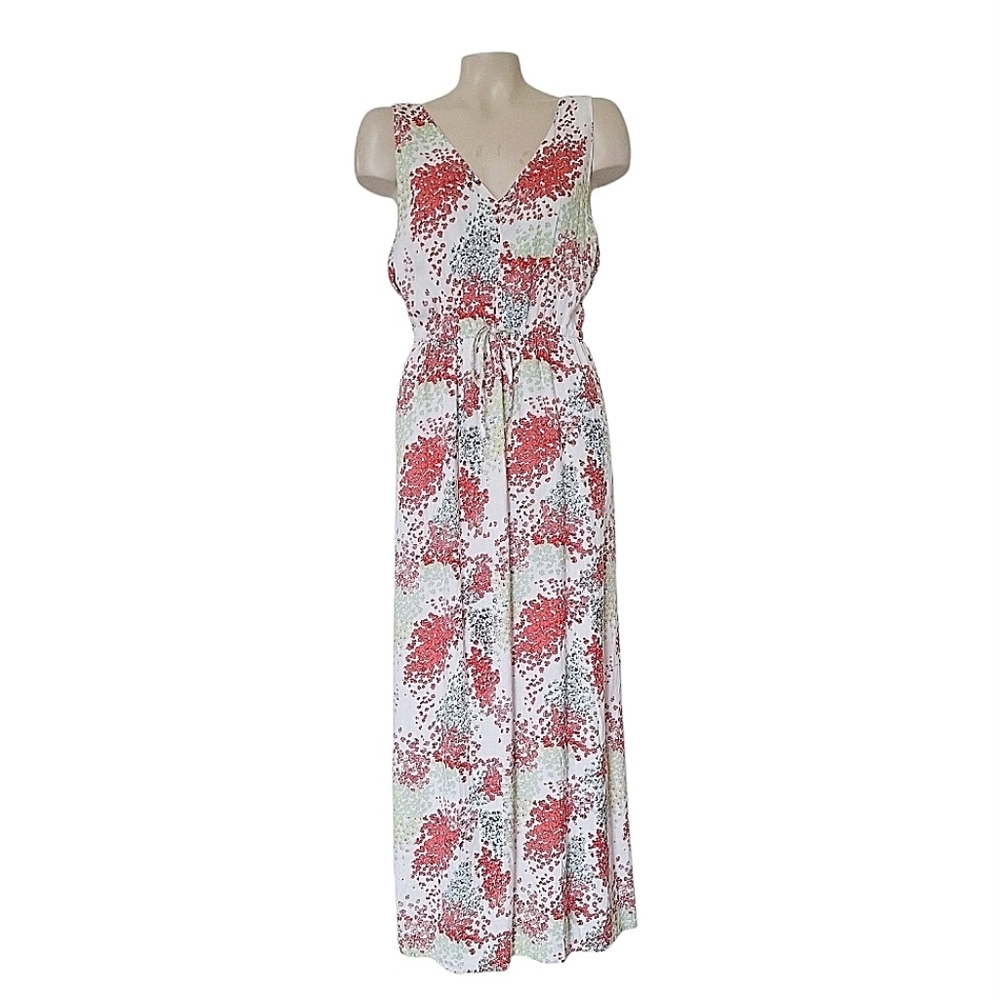 Lucky Brand Floral Maxi Dress Size Small Boho V-Neck Tie Waist Cottagecore M